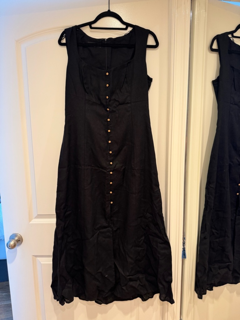 Zara Black Maxi Button-Front Sleeveless Dress